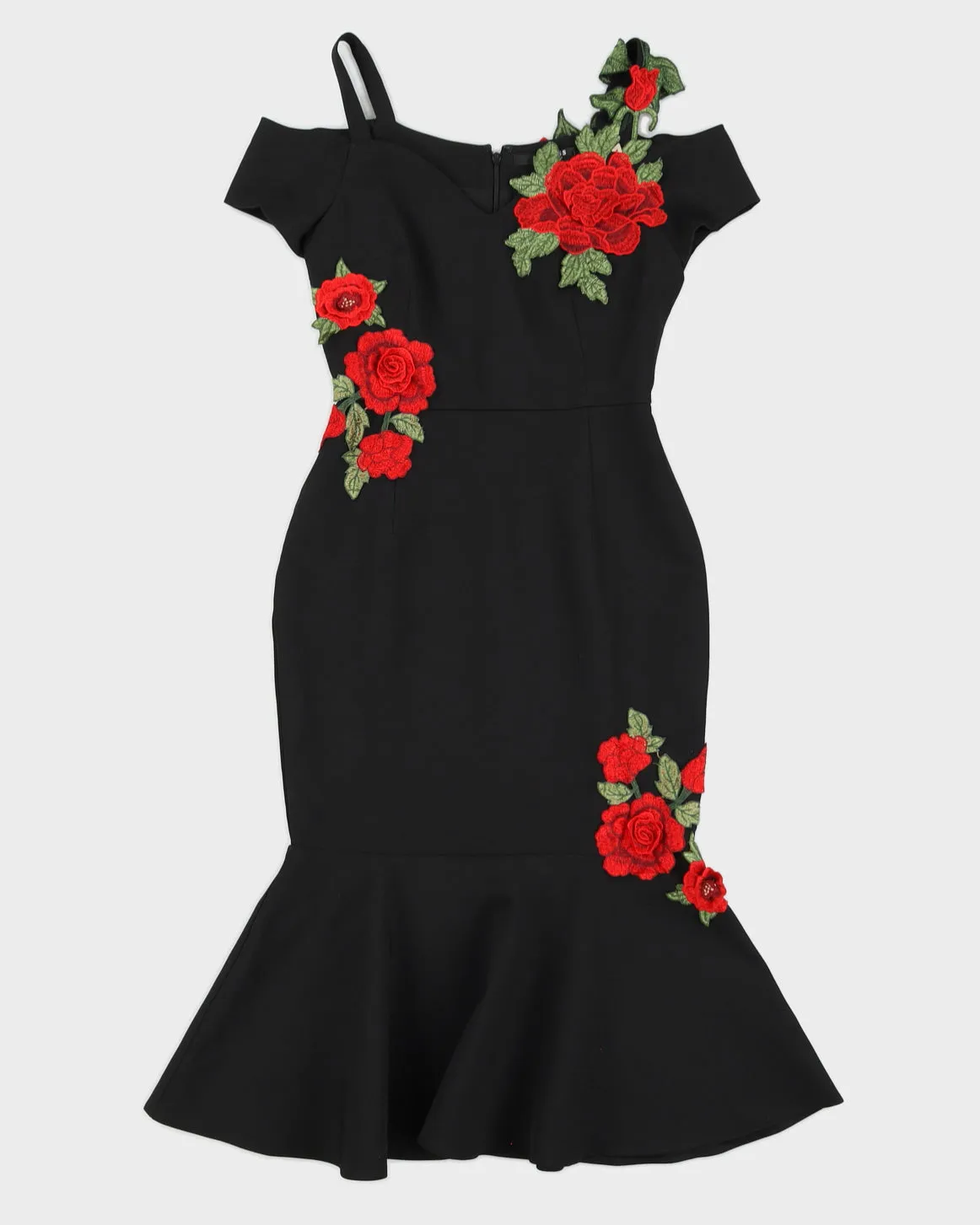 Guess Black Roses Mermaid Dress - XS sold by Rokit