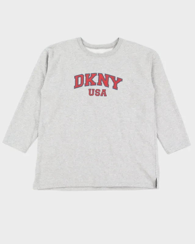 Vintage 00s DNKY USA Women's Grey Sweatshirt - L made by DKNY