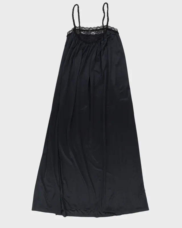 Vintage 70s Slumber Suzy Black Lace Detailed Nightgown - M sold by Rokit