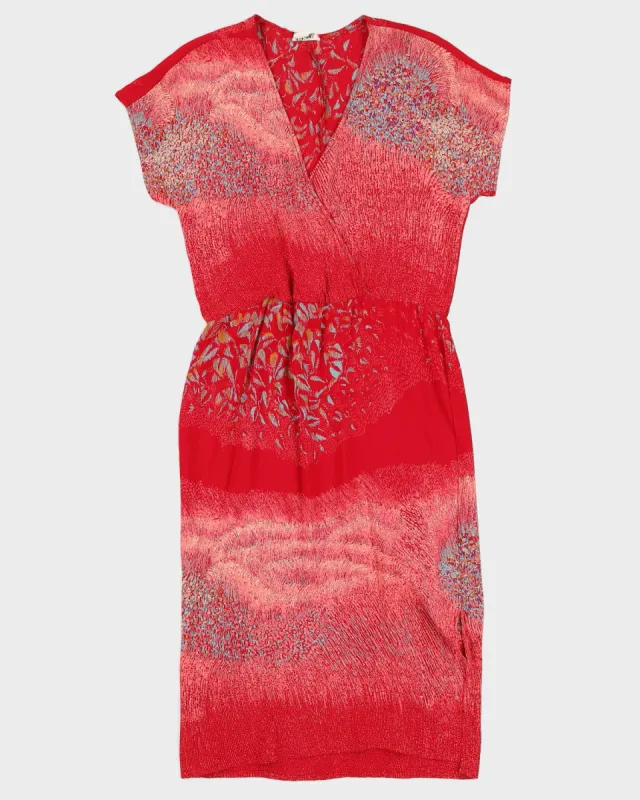 1990s Red Patterned Midi Dress - S / M sold by Rokit