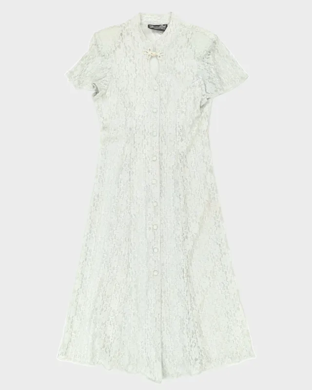 1990s Sheer Lace Blue Dress - S sold by Rokit