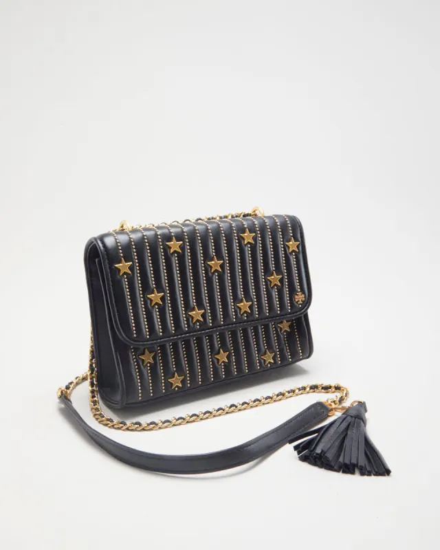 Tory Burch Black & Gold Studded Cross Body Bag - O/S sold by Rokit