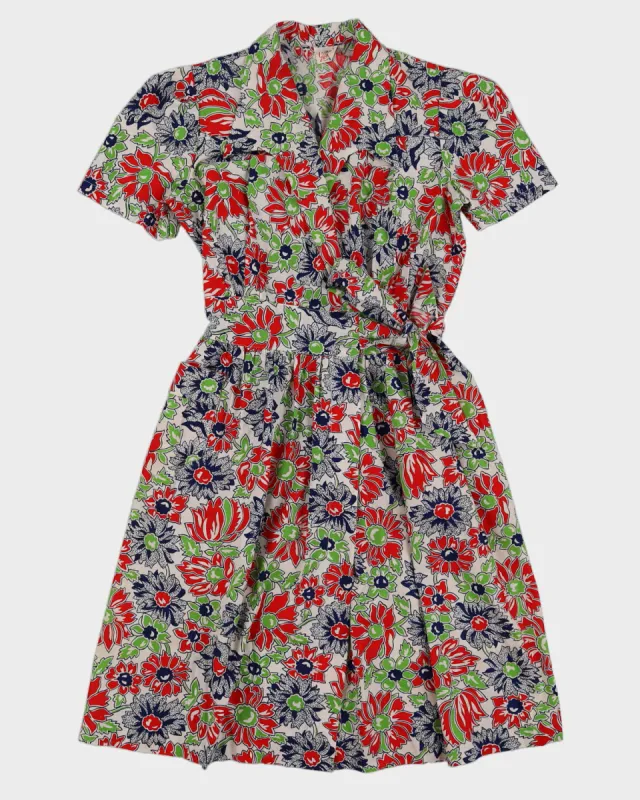Vintage 1960s Floral Wrap Dress - M sold by Rokit