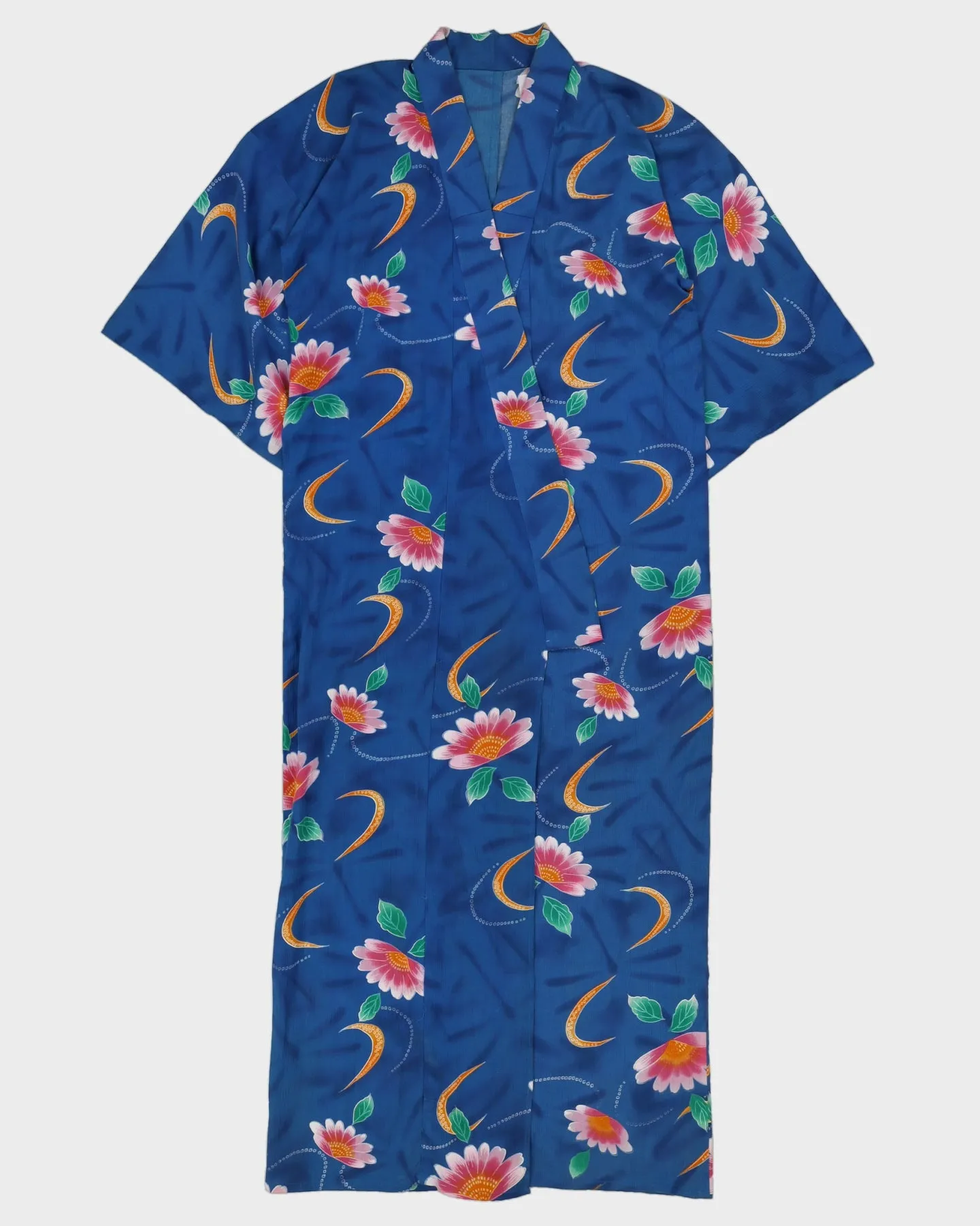 Vintage Blue Floral Kimono Robe - L sold by Rokit