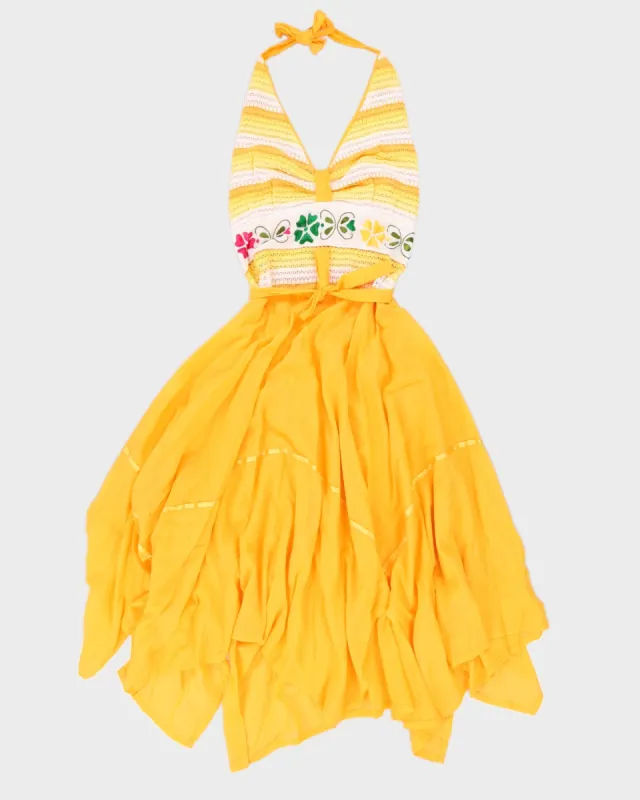 Vintage Orange Halterneck Cotton Crochet Dress - M sold by Rokit