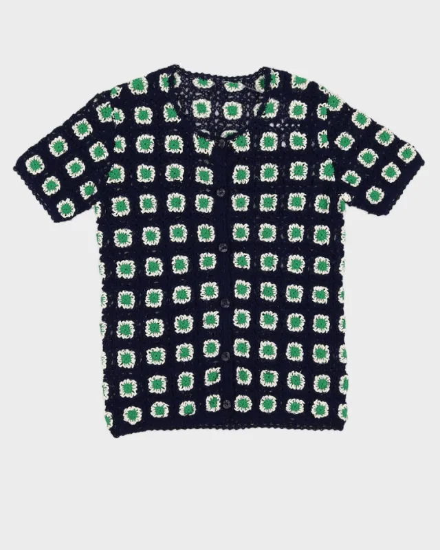 Vintage 00s Crochet Style Button Down Top - M/L sold by Rokit