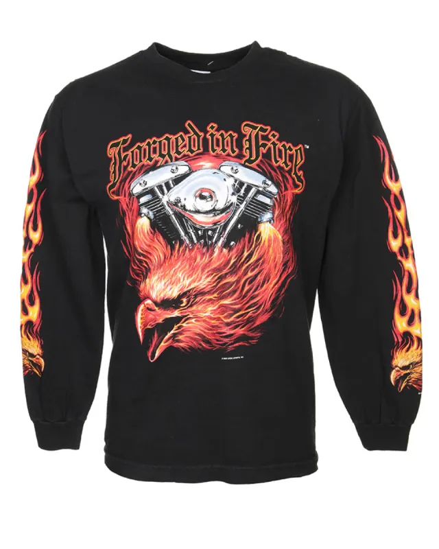 Forged in fire graphic black, yellow and red long sleeve t-shirt - M sold by Rokit