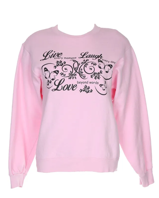 Live, Laugh, Love Pink Sweatshirt - S sold by Rokit
