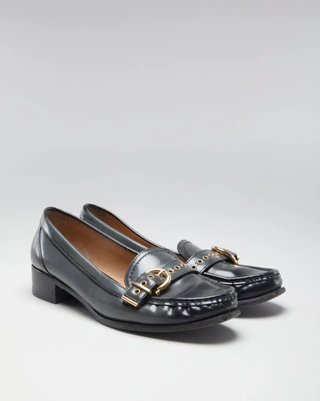 Salvatore Ferragamo Black & Grey Leather Loafers - US 9.5 sold by Rokit
