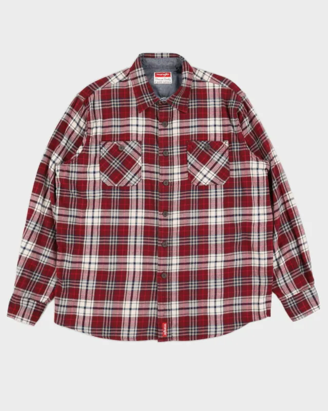 Wrangler Red Checked Flannel Long Sleeved Shirt - L sold by Rokit