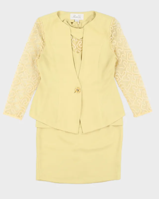 Vintage 90s Mable Yellow Three Piece Skirt Suit - M sold by Rokit