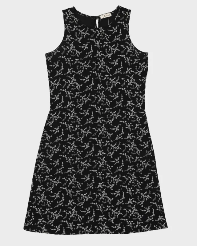 Vintage 90s Jessica Black Floral Midi Dress - M/L sold by Rokit