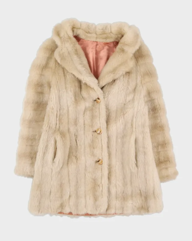 Vintage 1980s Beige Blonde Faux Fur Jacket - XS made by Rokit