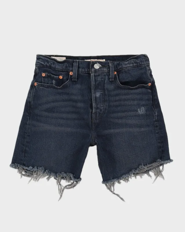 Levi's Dark Wash Denim Shorts With Raw Hem - W26 sold by Rokit