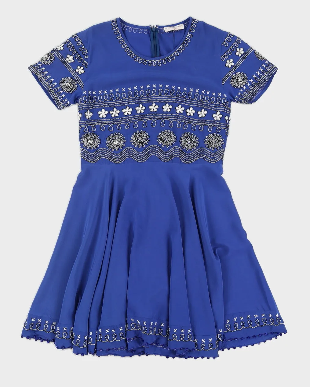Blue Silk Embroidered Dress - S sold by Rokit