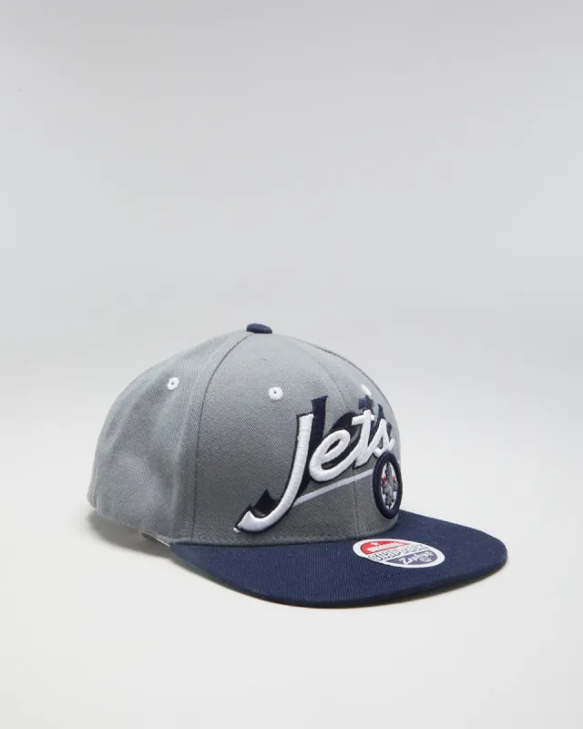 00s NHL Winnipeg Jets Grey / Blue Snapback Hat - Adjustable made by NHL
