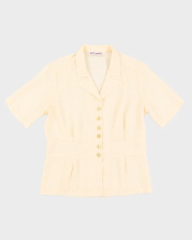 Yellow Patterned Short Sleeve Blouse - M sold by Rokit