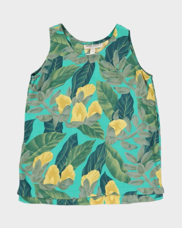 Green Floral Sleeveless Top - S sold by Rokit