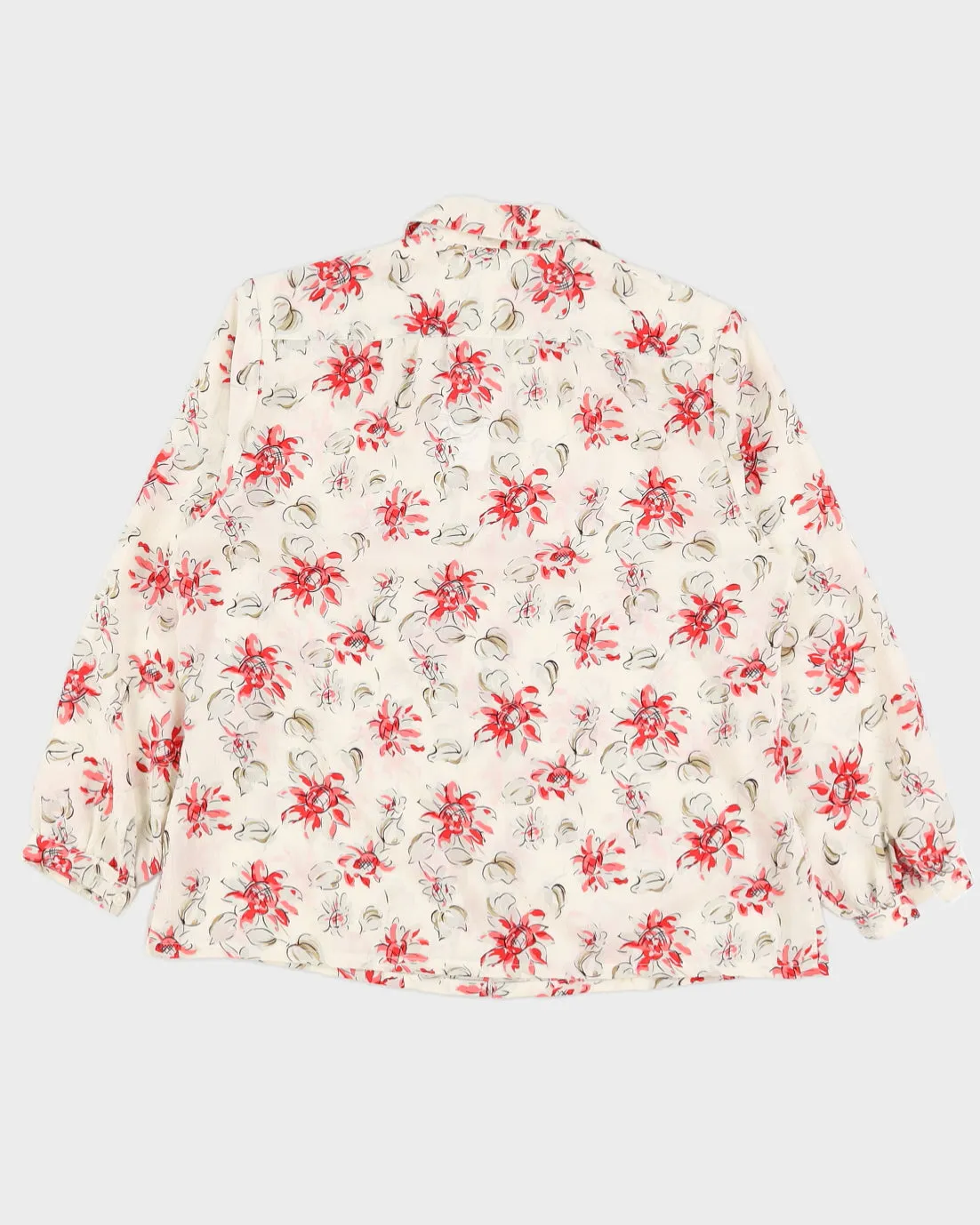 Cream With Red Floral Pattern Blouse - L sold by Rokit product image thumbnail 2