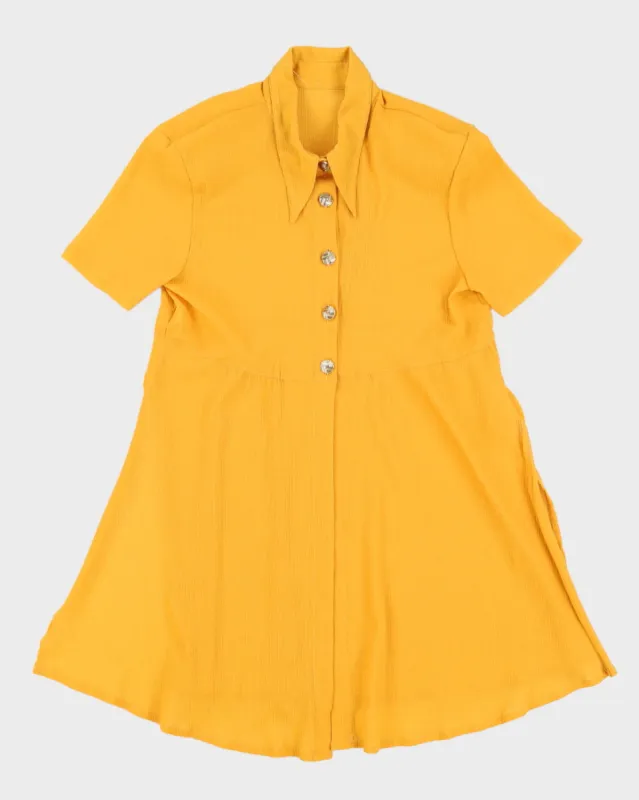Mustard Yellow Short Sleeve Blouse - S sold by Rokit