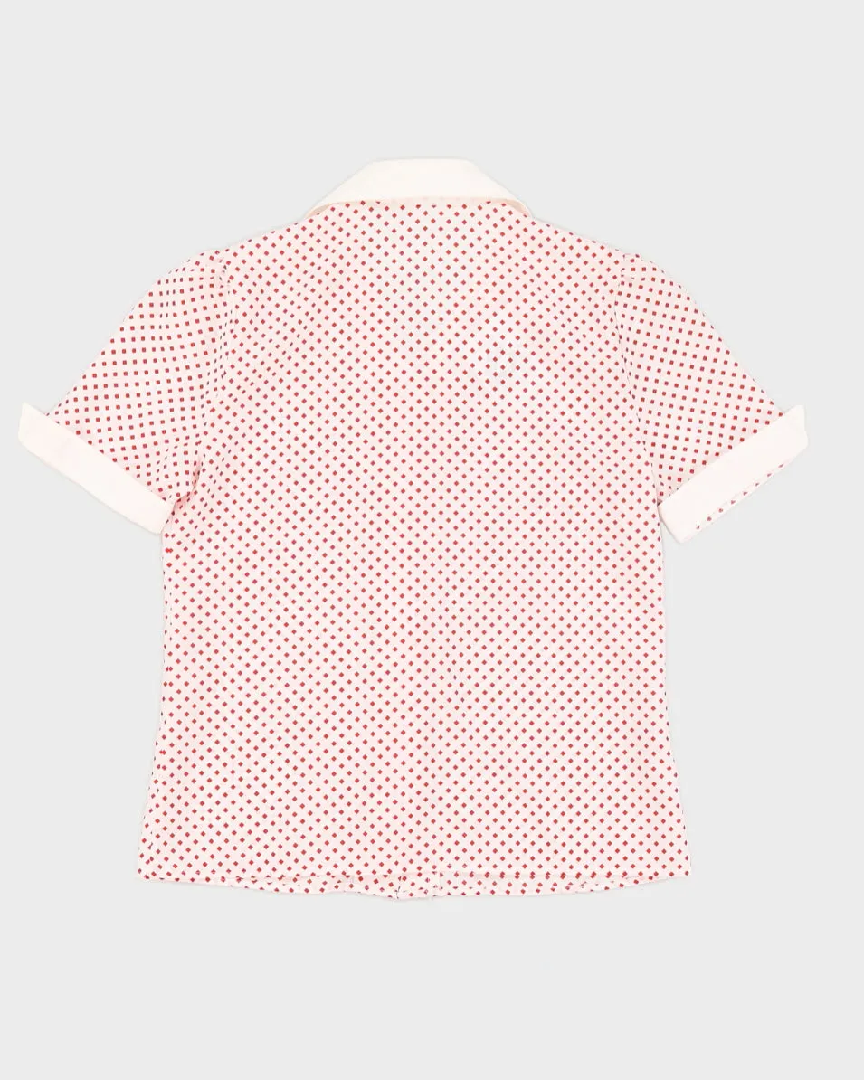 White With Red Squares Short Sleeve Blouse - S sold by Rokit product image thumbnail 2