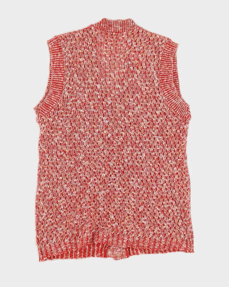 Vintage 90s Americana Red Knit Sleeveless Cardigan - M sold by Rokit product image thumbnail 2