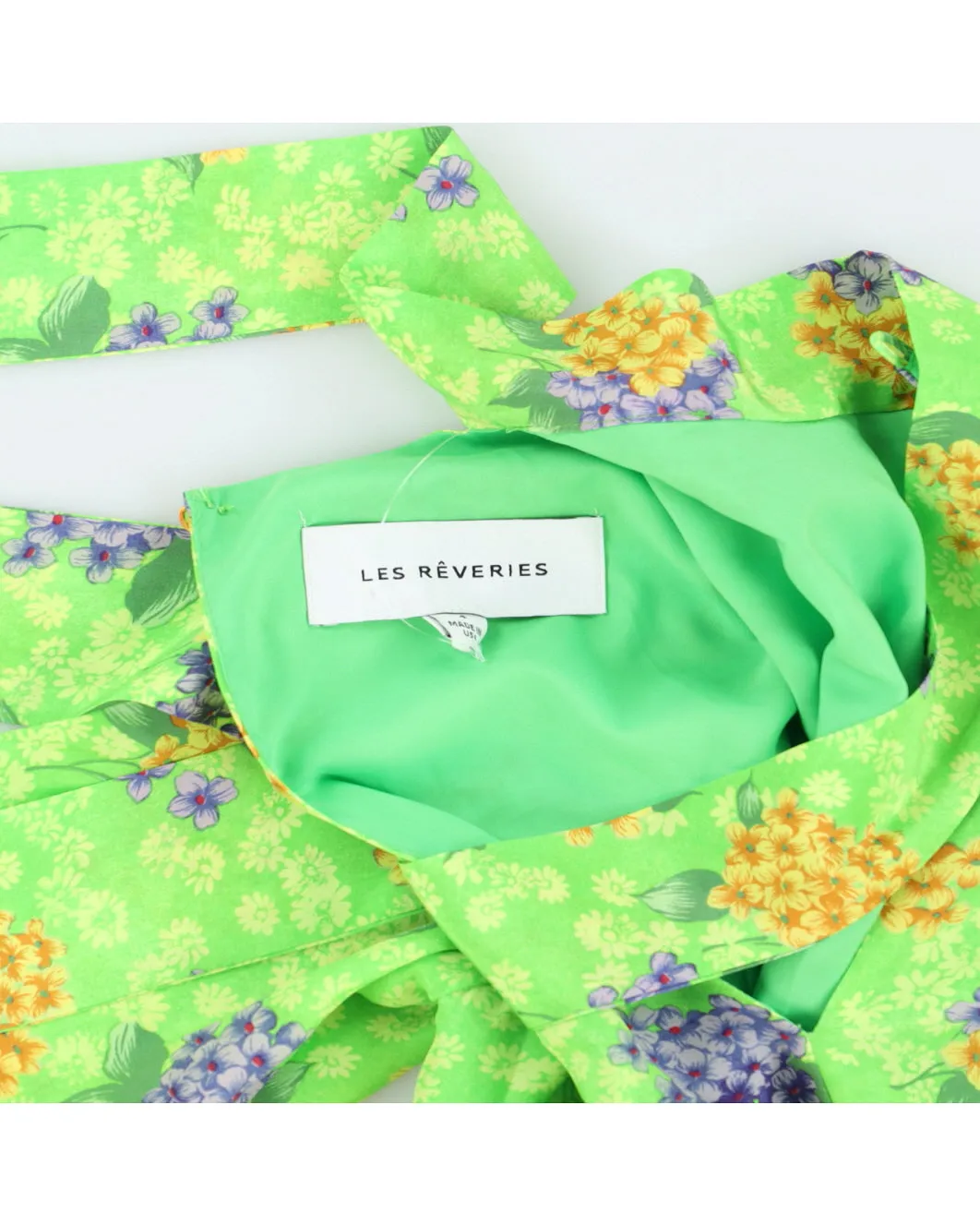 Les Reveries Green Floral Silk Dress - M sold by Rokit product image thumbnail 3