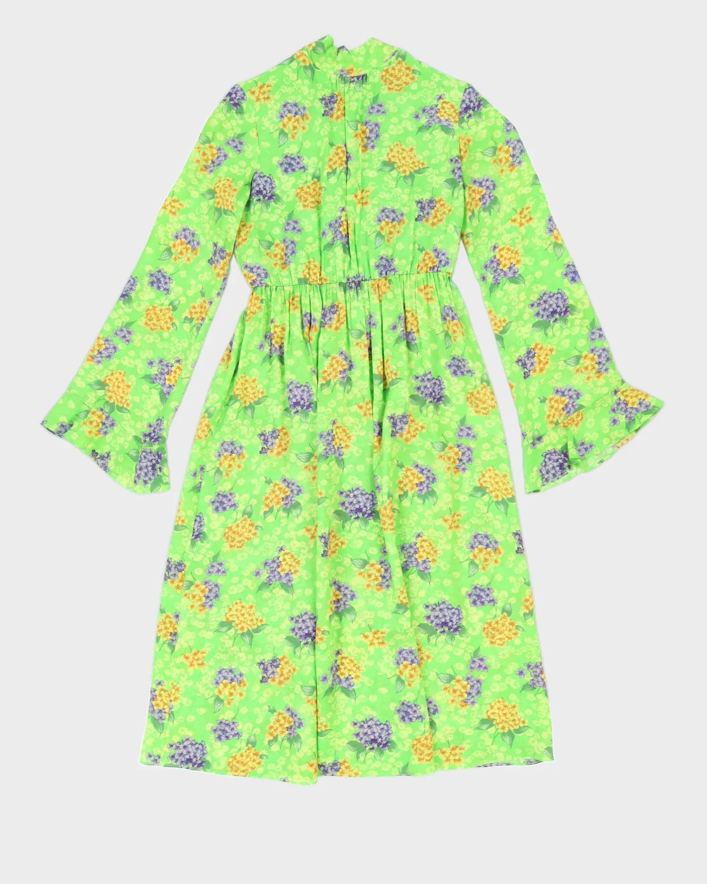 Les Reveries Green Floral Silk Dress - M sold by Rokit