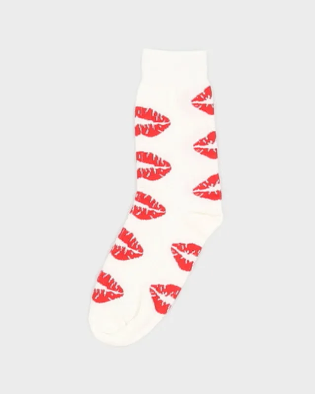 Lips White Socks - One Size made by Rokit