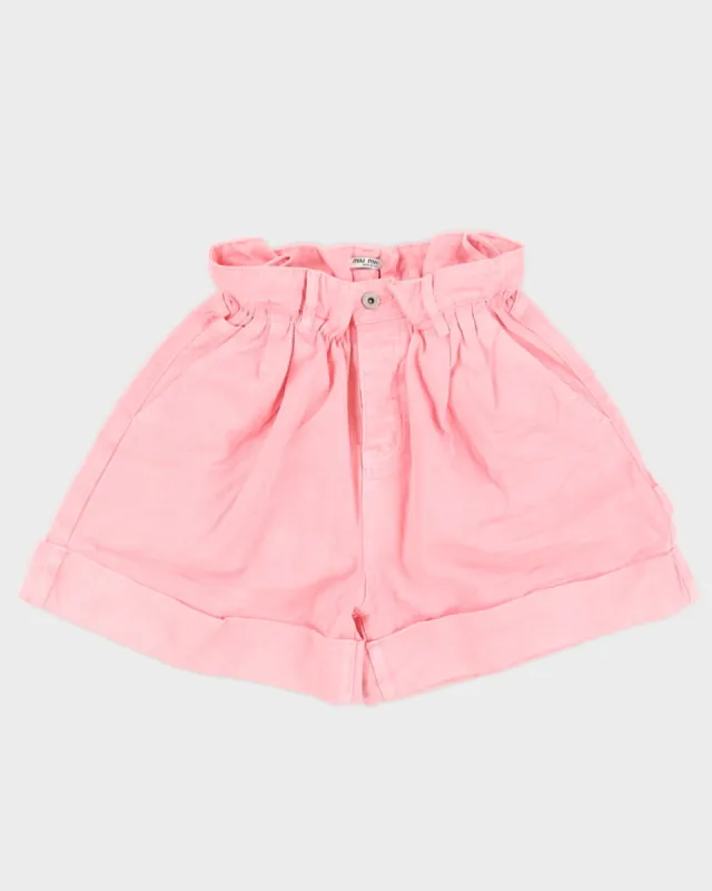Miu Miu Pink High Waist Denim Shorts - L sold by Rokit