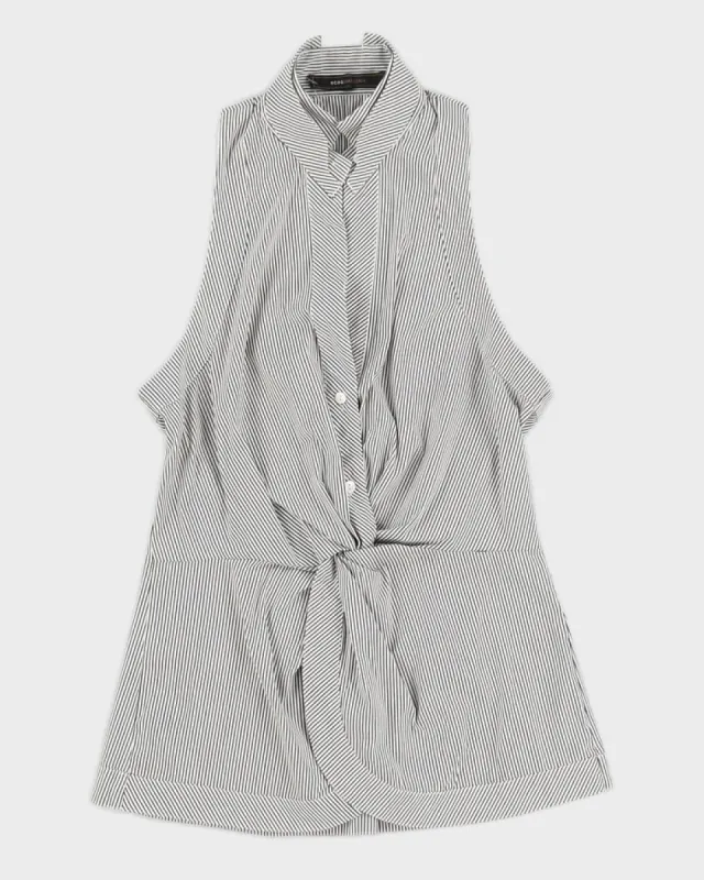 BCBG MazAzria Grey Striped Sleeveless Top - S sold by Rokit