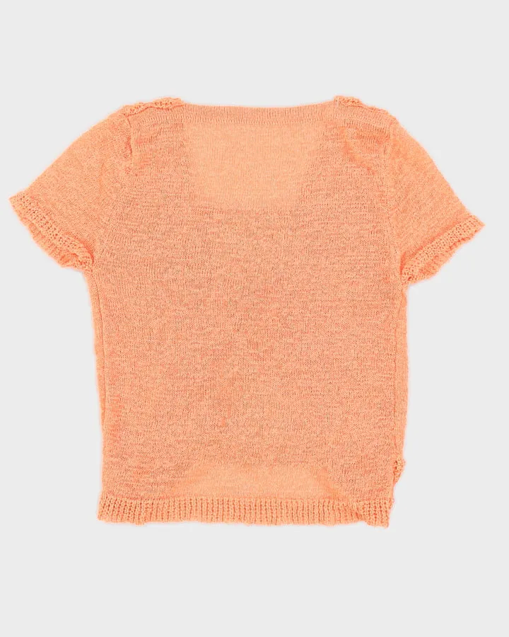 Y2K 00s Peach Knit Wrap Top - S sold by Rokit product image thumbnail 2