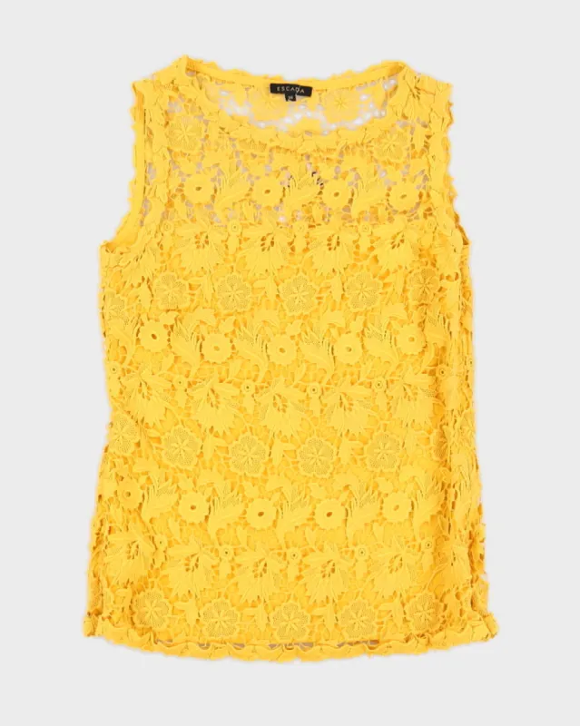 Escada Yellow Lace Sleeveless Top - S sold by Rokit