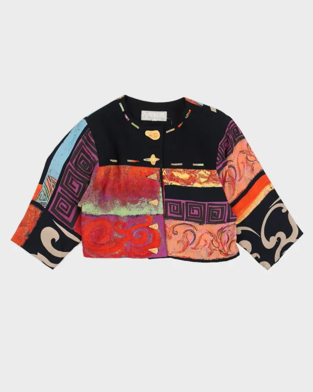 Black Patterned Cropped Jacket - S sold by Rokit