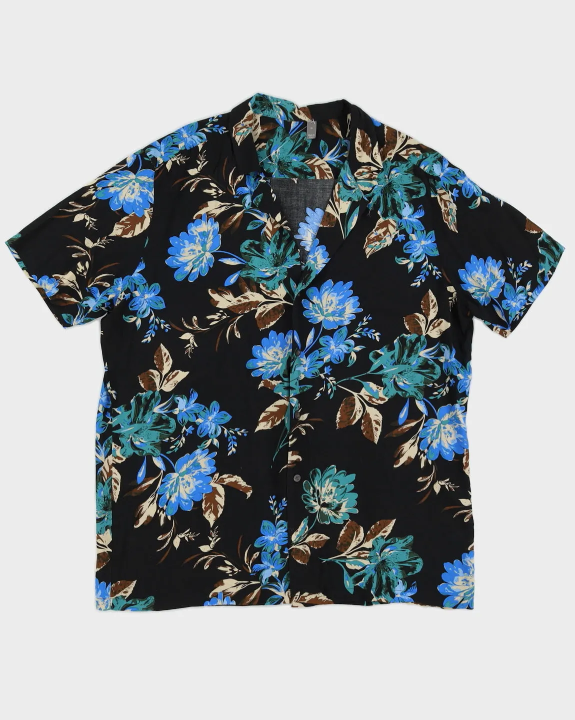 Black Floral Patterned Hawaiian Shirt - XXL sold by Rokit