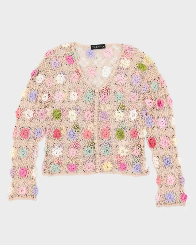 Y2K 00s Sagacity Multi Coloured Beaded Top - S/M sold by Rokit