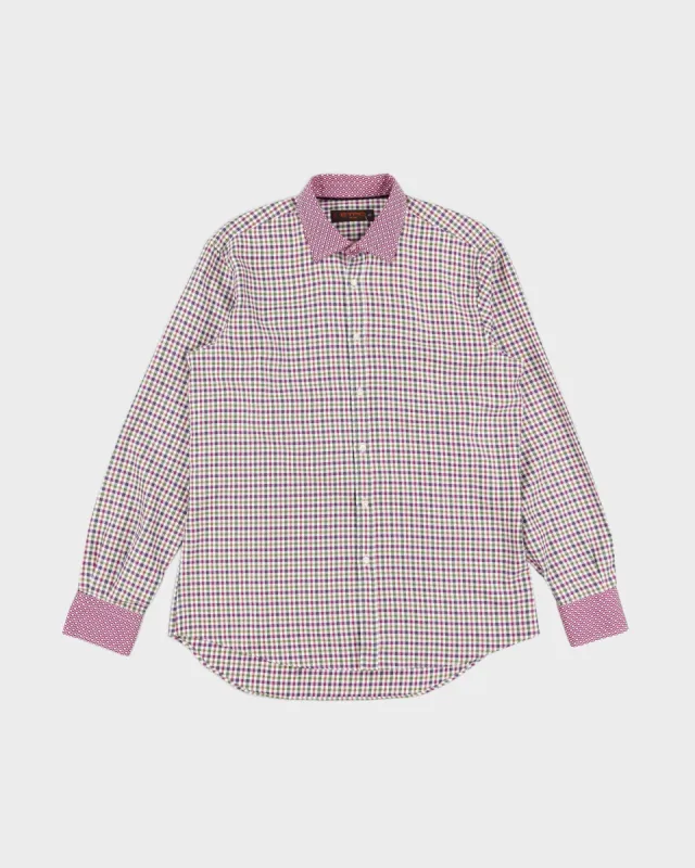 Etro Pink & Purple Plaid Shirt - L sold by Rokit