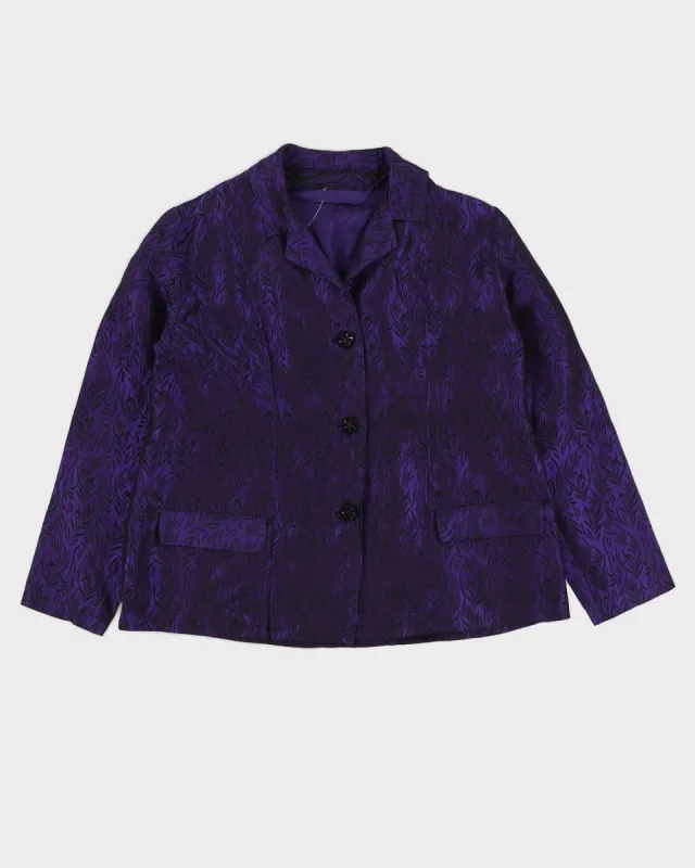 Purple And Black Patterned Blazer Jacket - M sold by Rokit