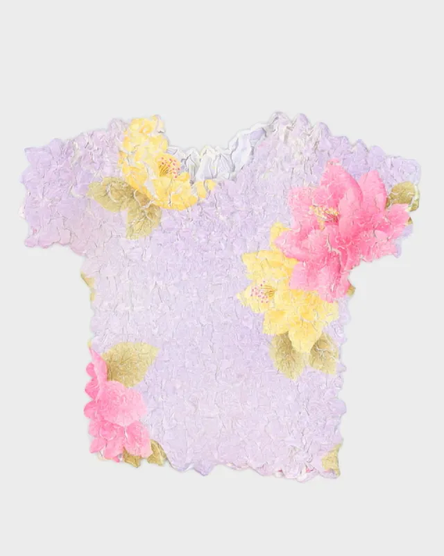 Y2K 00s Floral Popcorn Top - S/M sold by Rokit