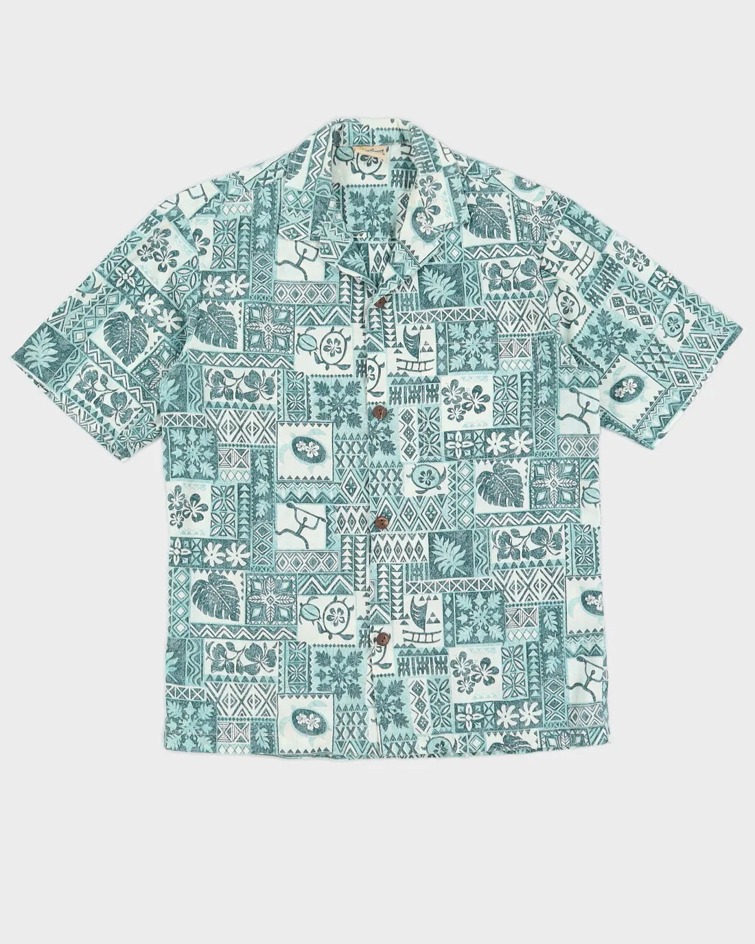 Turquoise Floral Hawaiian Shirt - S sold by Rokit
