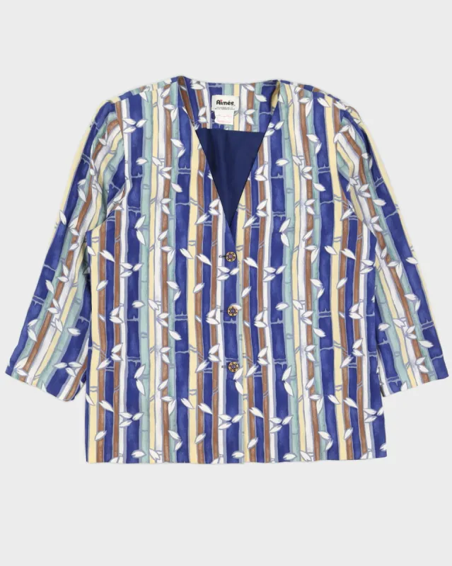 00s Blue Patterned Blazer Jacket - XL sold by Rokit