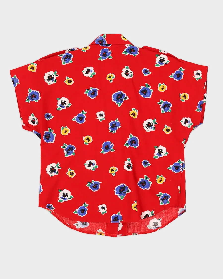 Red Floral Short Sleeve Blouse - S sold by Rokit product image thumbnail 2
