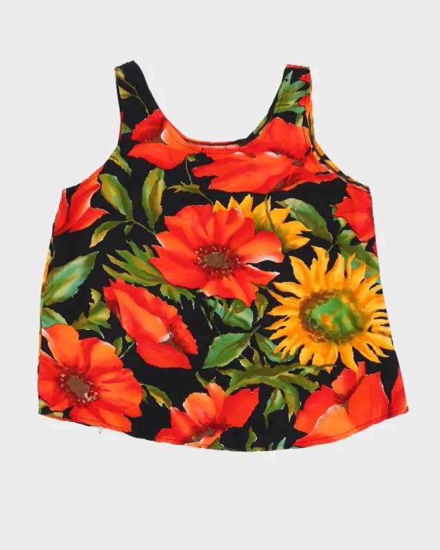 Red Floral Sleeveless Top - M sold by Rokit