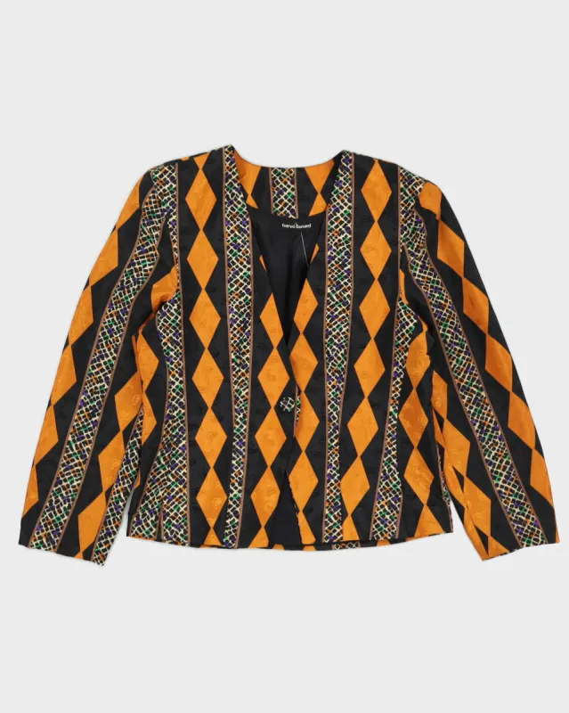 Black And Orange Patterned Blazer Jacket - M sold by Rokit