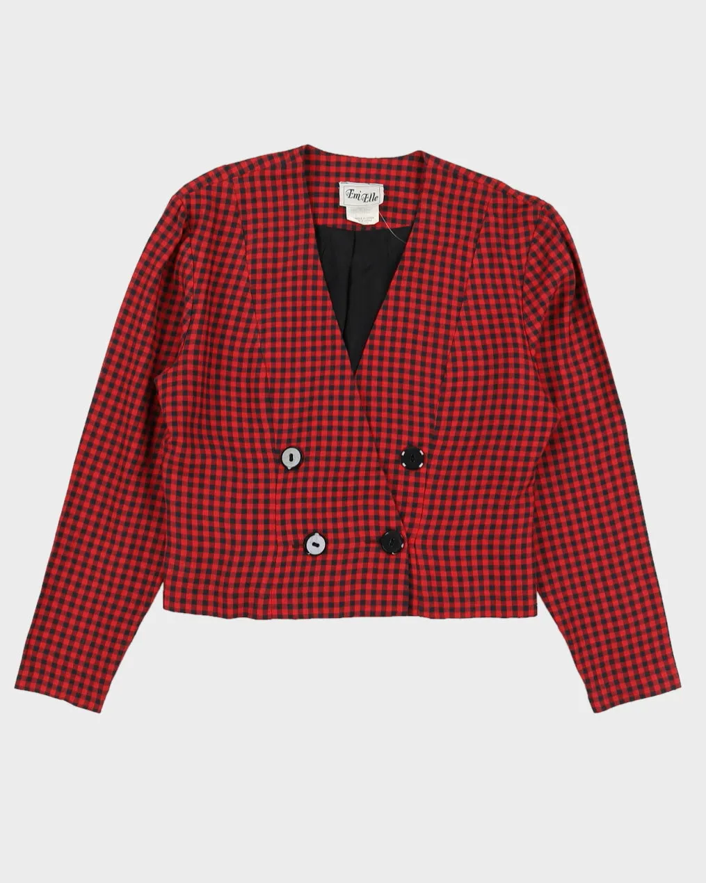 00s Red And Black Checked Cropped Jacket - M sold by Rokit
