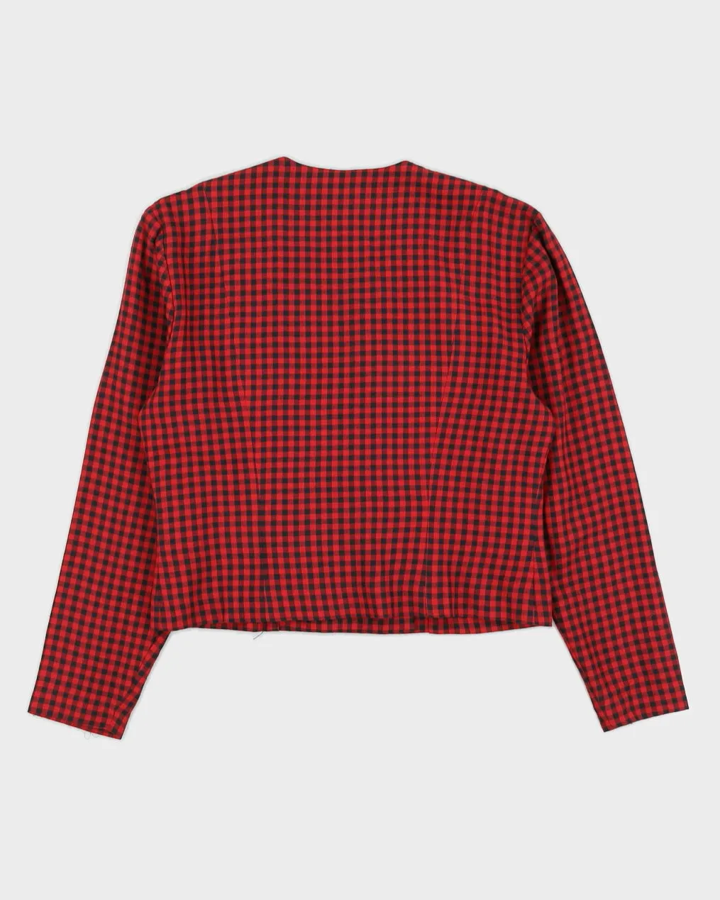 00s Red And Black Checked Cropped Jacket - M sold by Rokit product image thumbnail 2