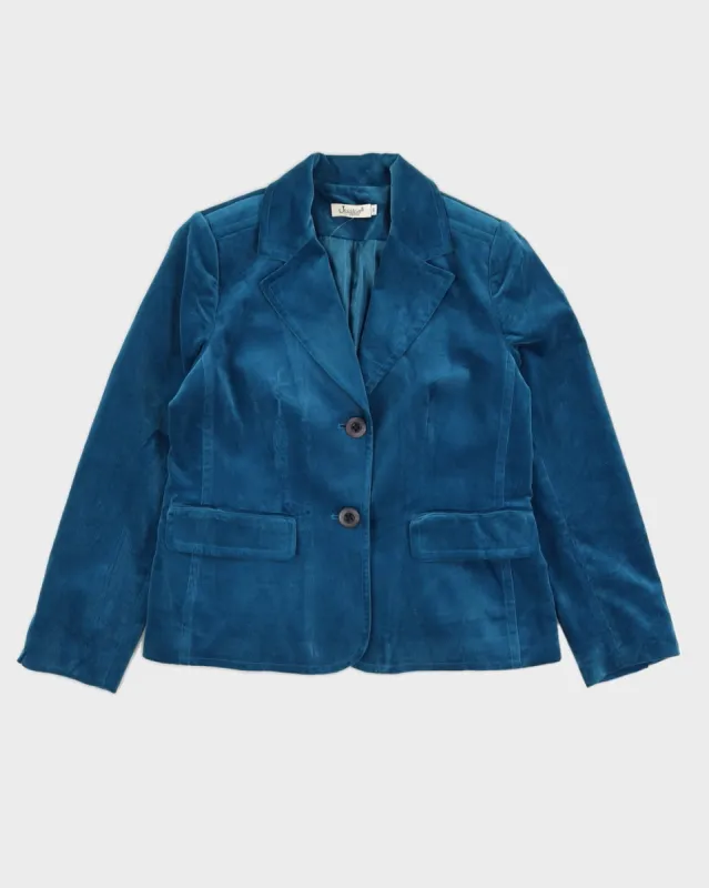 Aqua Blue Velvet Blazer Jacket - S sold by Rokit
