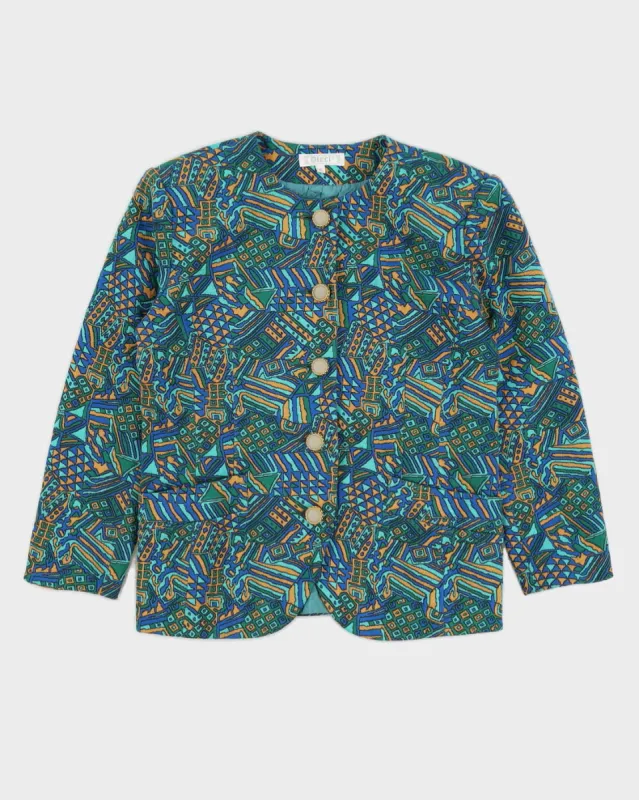 Green And Blue Patterned Blazer Jacket - L sold by Rokit