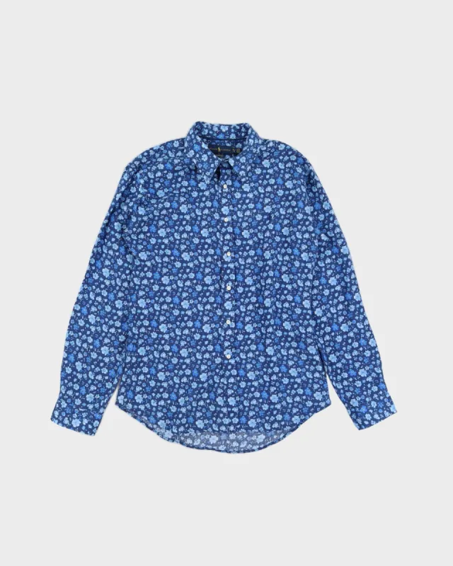 Ralph Lauren Flowers Printed Blue Long Sleeved Shirt  - L made by Ralph Lauren