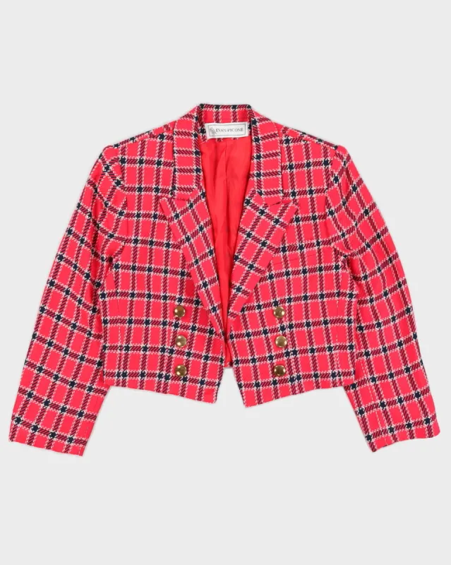 Pink Checked Cropped Blazer Jacket - M sold by Rokit